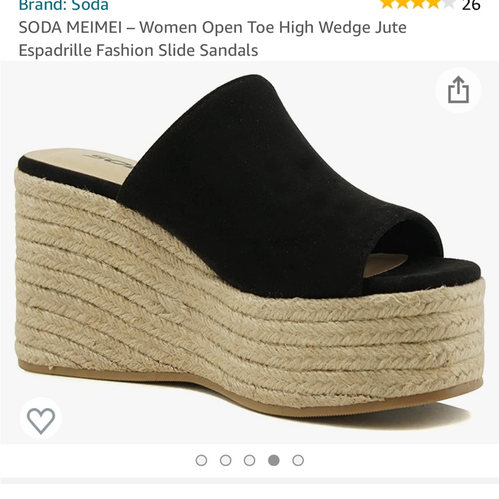 SODA MEIMEI – Women Open Toe High Wedge Jute Espadrille Fashion Slide Sandals